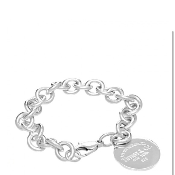 Authentic Sterling Silver Return to Tiffany Round Tag Charm - Technical View